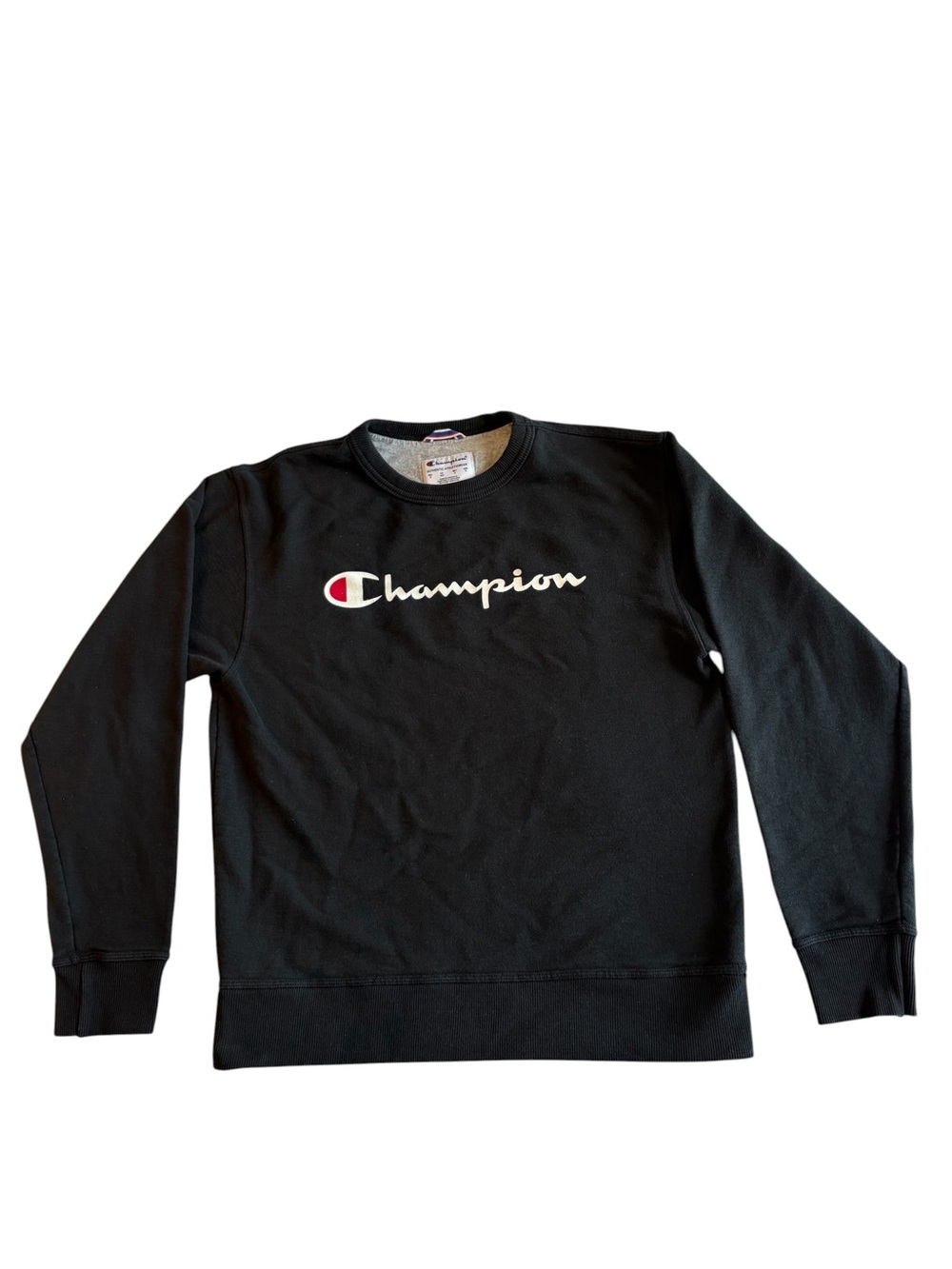 Champion Black Crewneck Sweatshirt with Script Logo
